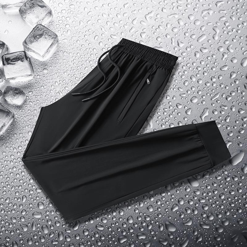 Ice Silk Slacks Men's Summer Pants Thin Loose Casual Quick Drying Pants High Elastic Breathable Sports Pants