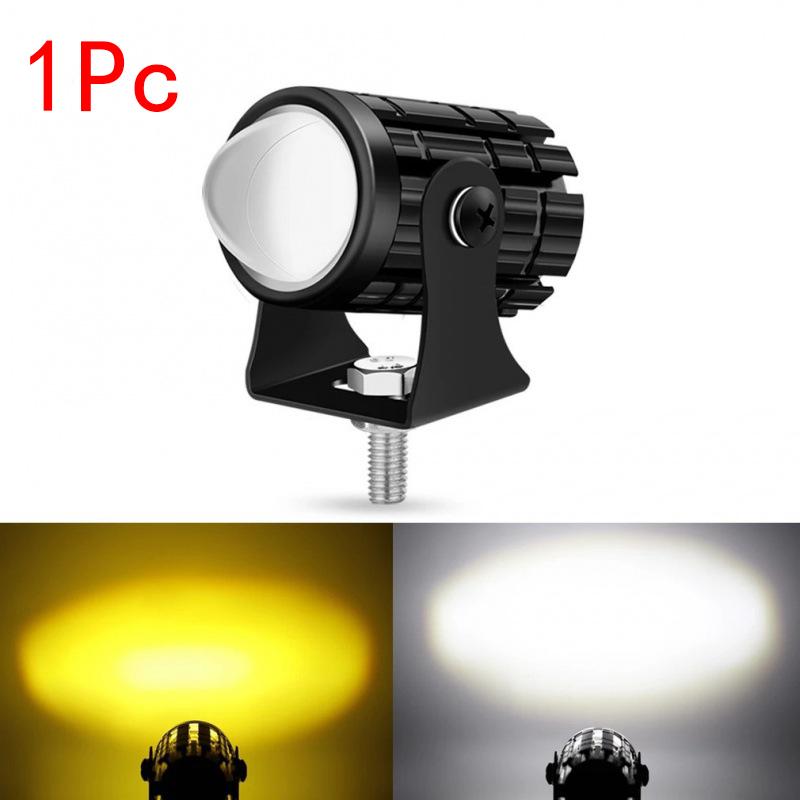 1pc Motorcycle LED Spotlight Headlight Spot Fog Dual Colour LED Lens Hi/Low Beam Driving Lights Auxiliary Light Motorcycle Parts
