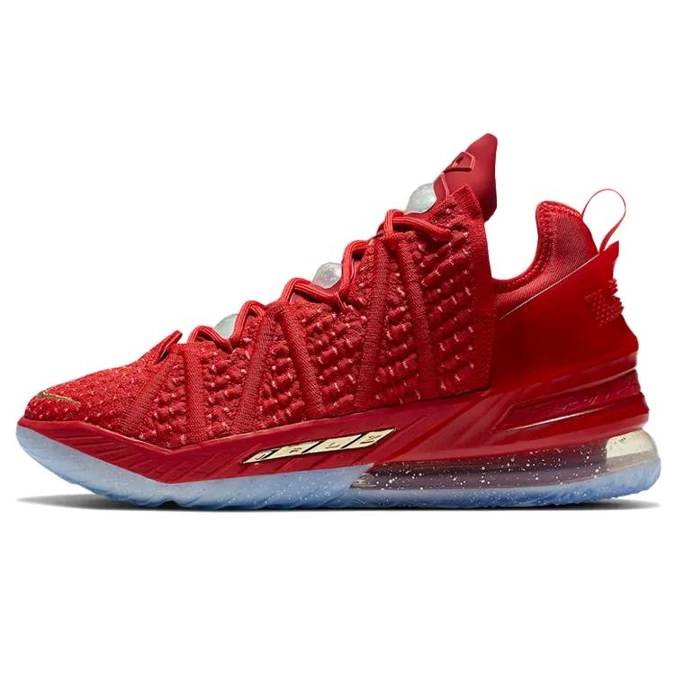 Nike LeBron 18 'X-Mas In LA' (Unisex) University Red / Hyper Punch / Metallic Gold / Lucky Green Basketball Shoes DB8148 601