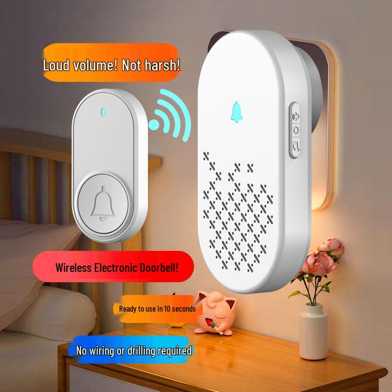 Wireless Home Doorbell with Long Range, Smart Remote Control, Plug-free, Volume Adjustable, One-to-Two, Senior Call Button
