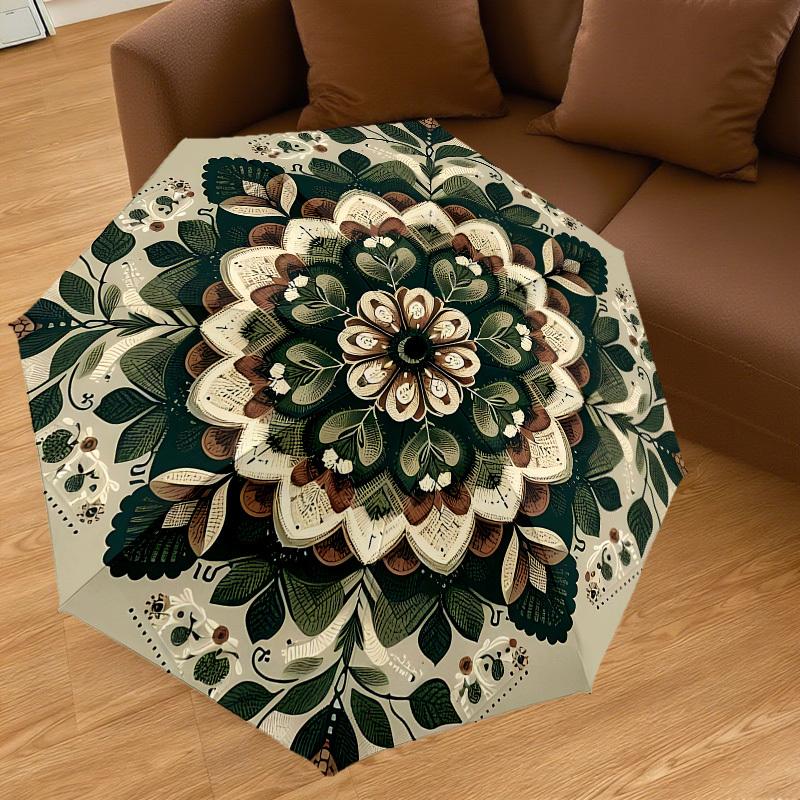 1pc mandala leaves Automatic Open/Close Umbrella with Windproof, 8-Rib Sturdy Canopy, Durable Ribs, Fashionable Design1154A