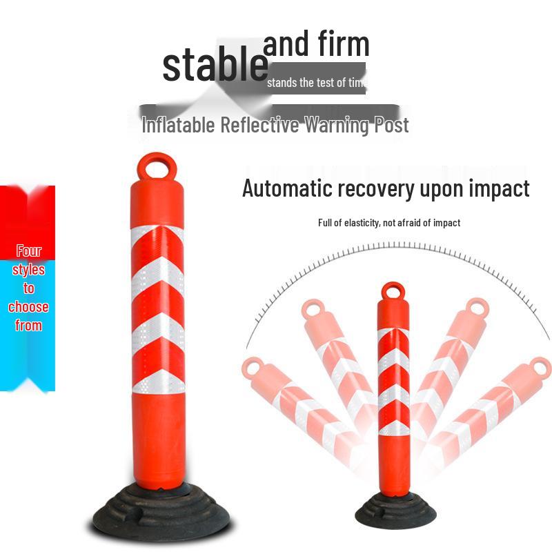 80cm Reflective Tumbler Warning Post - Removable Road Barrier Guardrail & Anti-collision Post