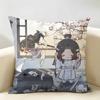 Cute MMo DDao ZZu SShi Cushion Cover Natural Linen Organic Fabric DoubleSided Printing Room Sofa Decor Pillow Case