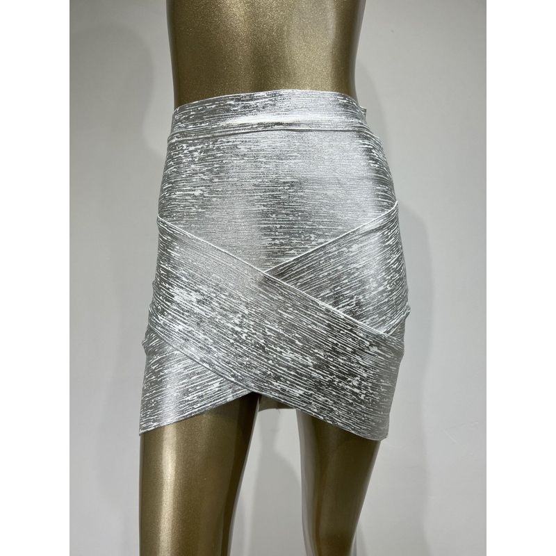 

High Waisted Hip Hugging Short Skirt Pure Color High Waist Asymmetrical Hip Skirt for Women Silver L