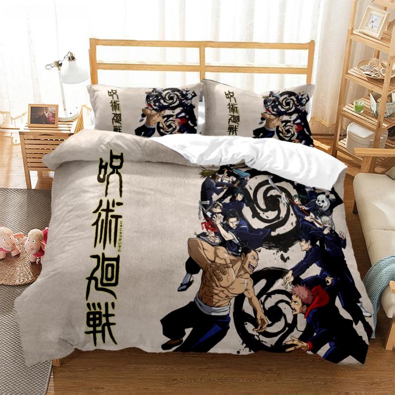 Jujutsu Kaisen Bedding Set Quilt Cover Pillowcase Anime Figure Satoru Gojo Bed Bedroom Duvet Cover Decor Beddings Suit Kids Gift