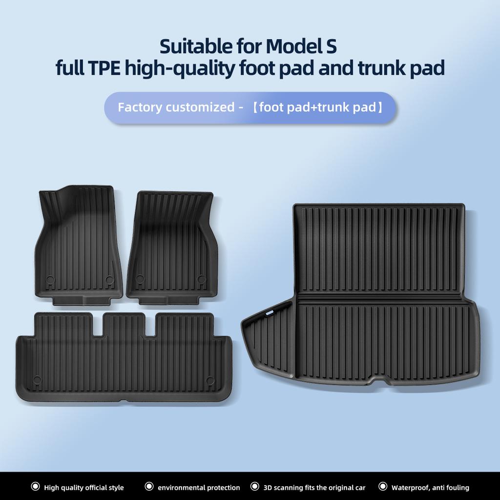 for Tesla Model S 2025-2025 Car Floor Mats Fully Coverage Waterproof Non-Slip Foot Pads Liner Luggage Trunk Mat Car Accessories