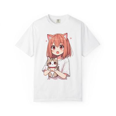 Schattig Kat Anime T-shirt | Esthetisch Unisex Tee voor Huisdierliefhebbers | Kawaii Cadeau