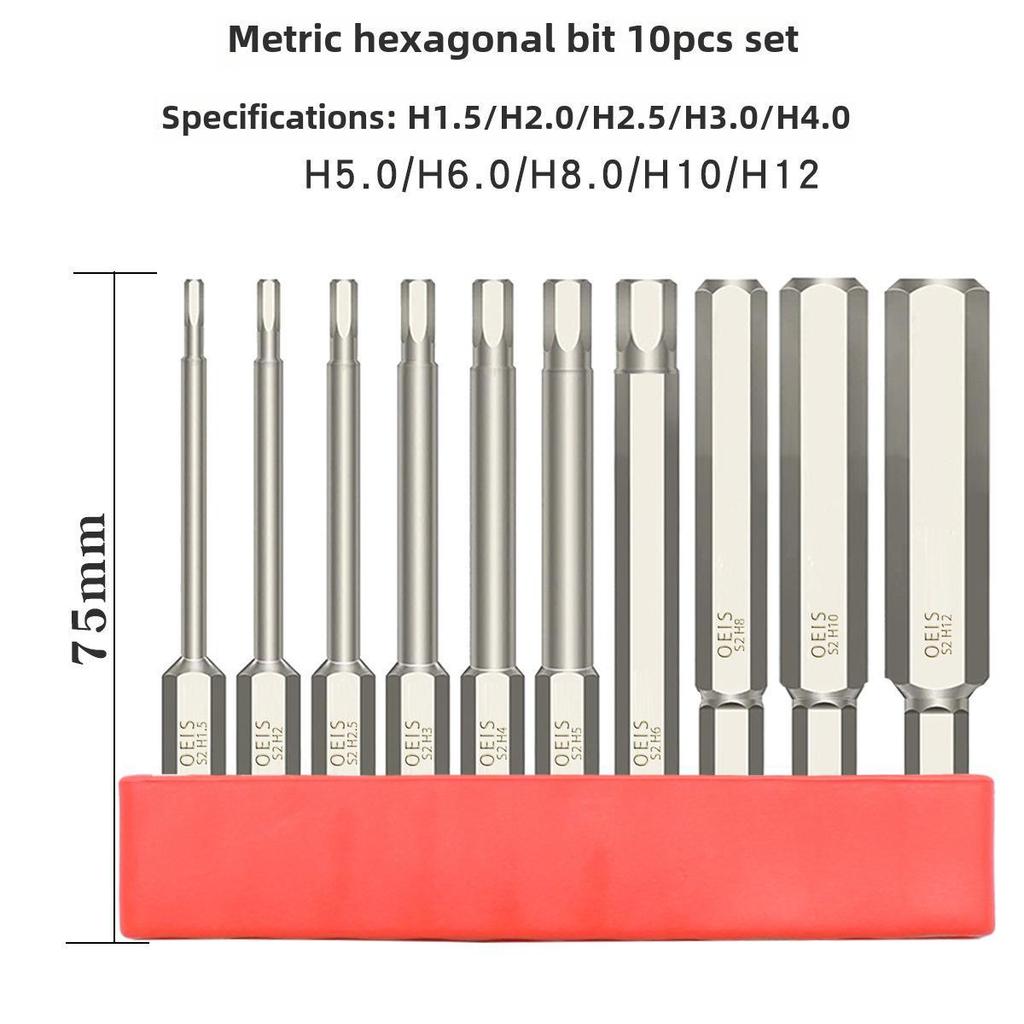 Magnetischer Sechskantschraubendrehersatz aus S2-Stahl mit Kugelkopf und Sechskantgriff für pneumatische/elektrische Schraubendreher.