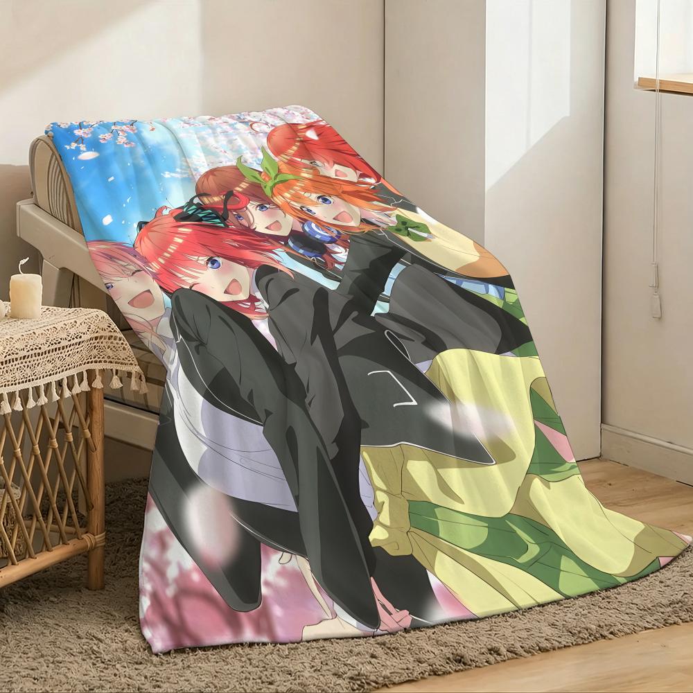 The Q-Quintessential Quintuplets Throw Lightweight 240G Flannel Blanket Soft Skin-Friendly For Summer Cooling