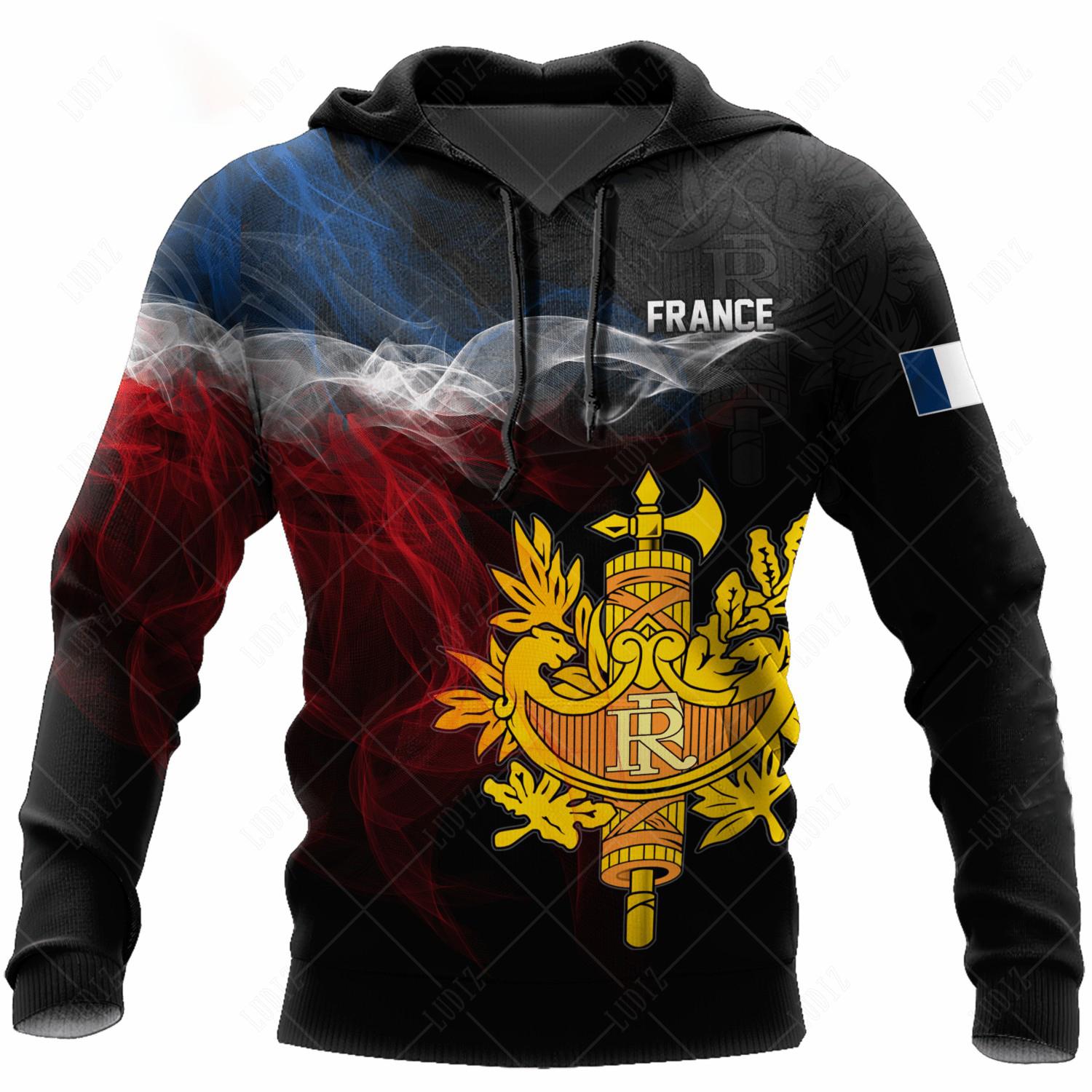 

Нові французькі толстовки. Чоловіча толстовка з 3D-принтом. Топи з прапором Франції. Осінній одяг з довгим рукавом. Дизайнерська толстовка з капюшоном для чоловічого одягу. 3XL