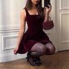 French Elegant Velvet Camisole Dress - Women's Fashionable Date Outfit