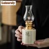 Hand-painted Ceramic Butter Lamp Camping Atmosphere Home Tealight Kerosene Chinese Tea Room Creative Decoration Ornament Crafts