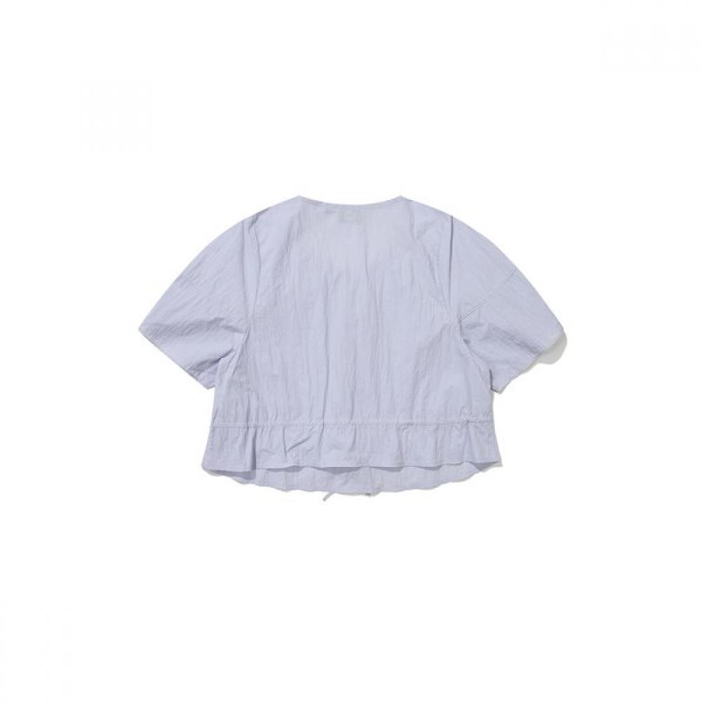 Women S Shirring Ribbon Woven Short Sleeve  Lilac 
