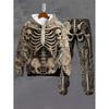 Fashion Skull 3D Print Hoodie Sweatpants Set Men