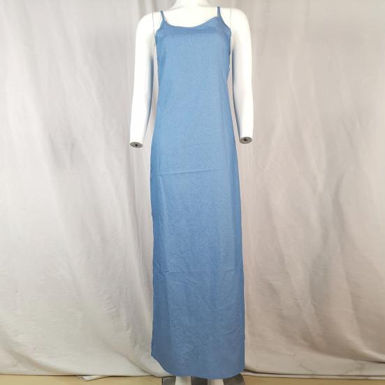 Kobiety Codzienna Bez Rękawów Jednolity Kolor Regulowane Ramiączka Rozcięcie Dół Długa Sukienka