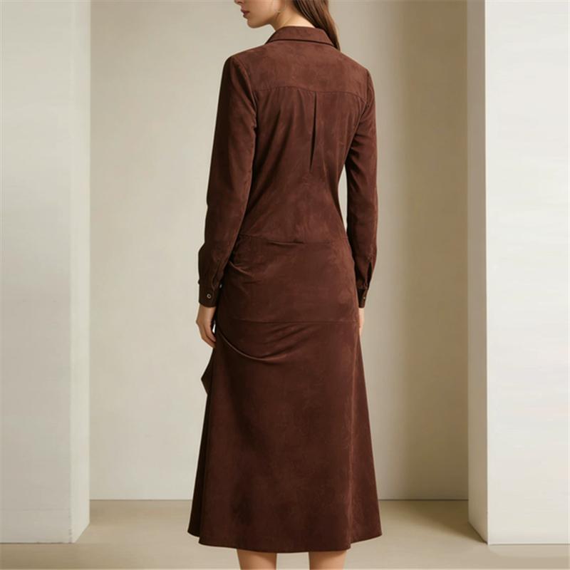 Spring Summer Women Long Sleeve Ruffle Asymmetrical Dress Slim Fitted Elegant Maxi Long Dress