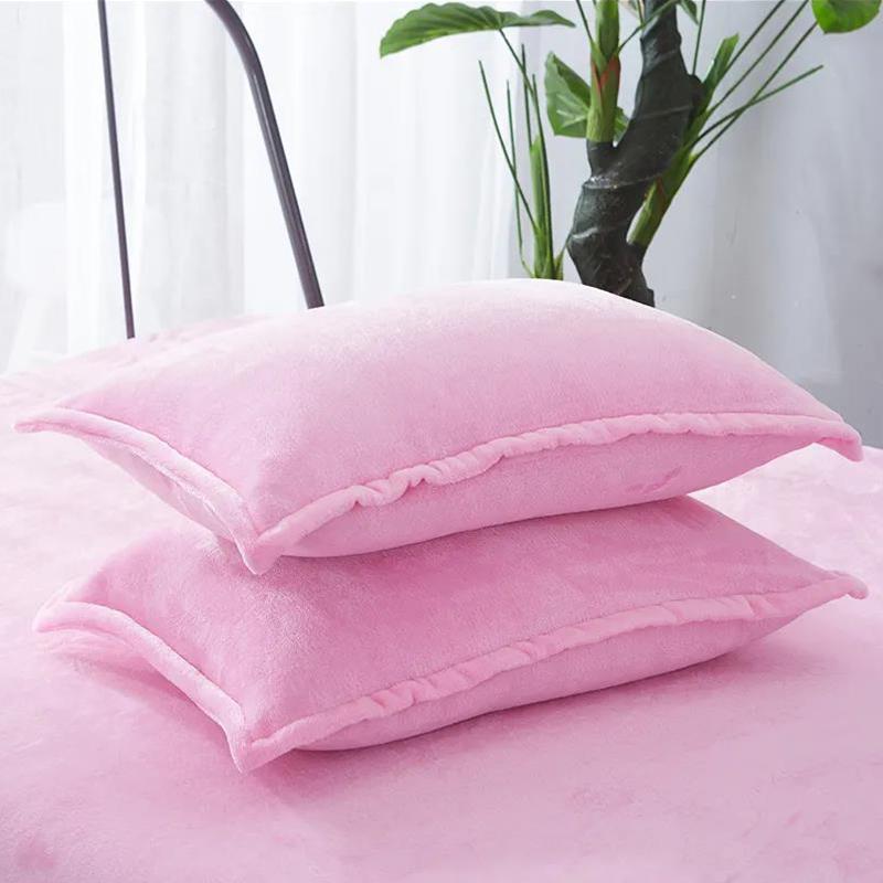 Flannel pillowcase, 48x74cm, solid color, autumn and winter, flannel, warm, plus, velvet pillowcase, large bed
