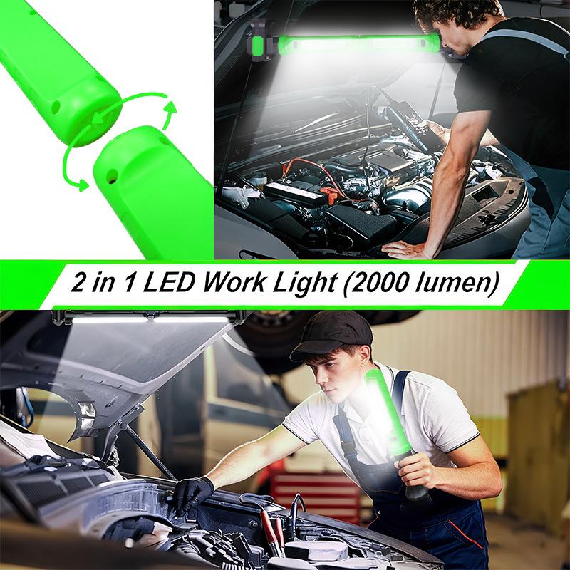 Work Light Bright LED Work Lights Rechargeable Magnetic Underhood Work Light with Hooks Cordless Battery Powered Flashlight