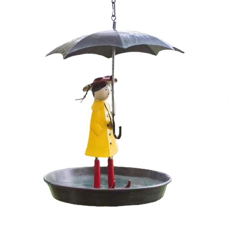 Durable Bird Feeder Light Metal Bird Feeder Metal Chain Hanging Bird Feeder Set with Girl Umbrella for Outdoor for Hummingbirds