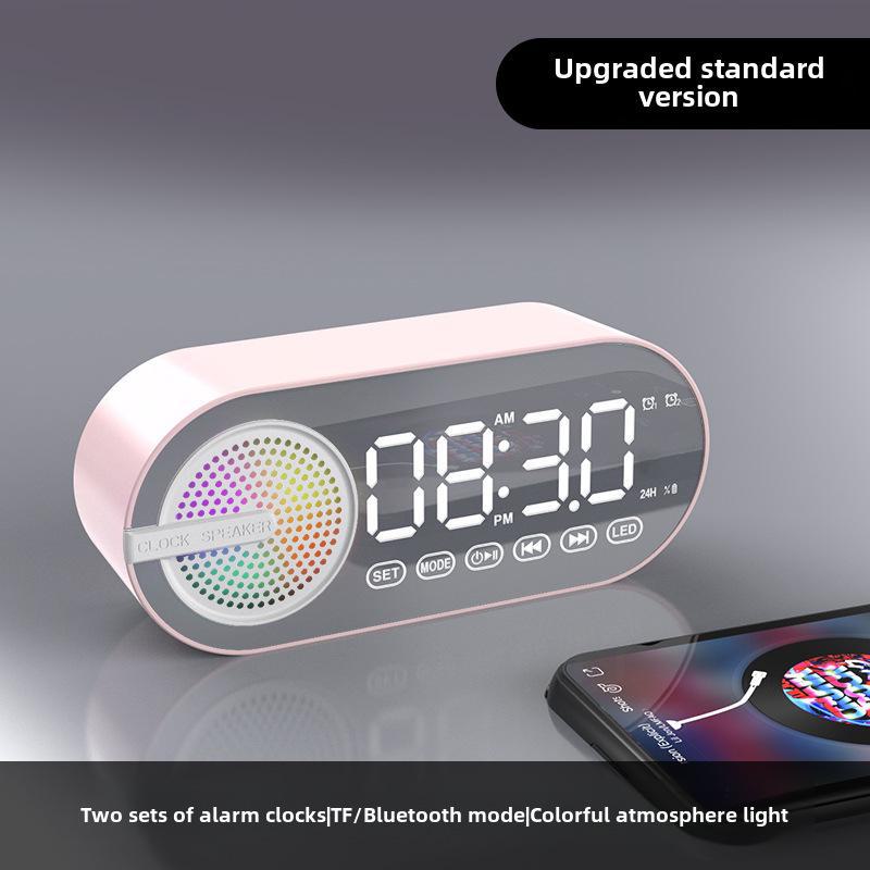 Portable Luminous Bluetooth Speaker & Alarm Clock with Rechargeable Battery for Bedroom/Student Use