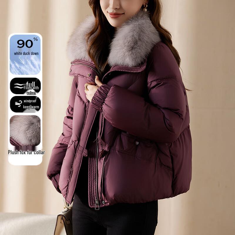 

JIANHU Women s Down Jacket with Fox Fur Collar 2XL