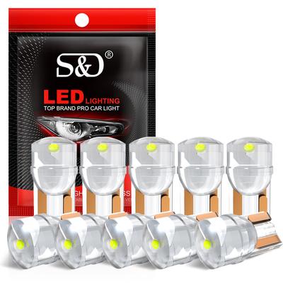 10 szt. Przezroczyste T10 W5W Nowe Super Jasne Żarówki LED COB Światła postojowe Samochodowe WY5W 168 501 2825 Auto Wedge Side Marker Wnętrze Czytanie Lampa kopułkowa 6000K Biały
