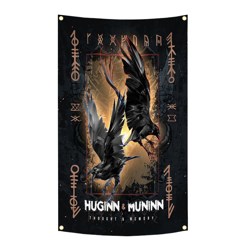 90X150Cm Norse Mythology Flag Mjolnir Yggdrasil World Tree Tapestry Polyester Digital Printing Banner Garage Wall Art Decoration
