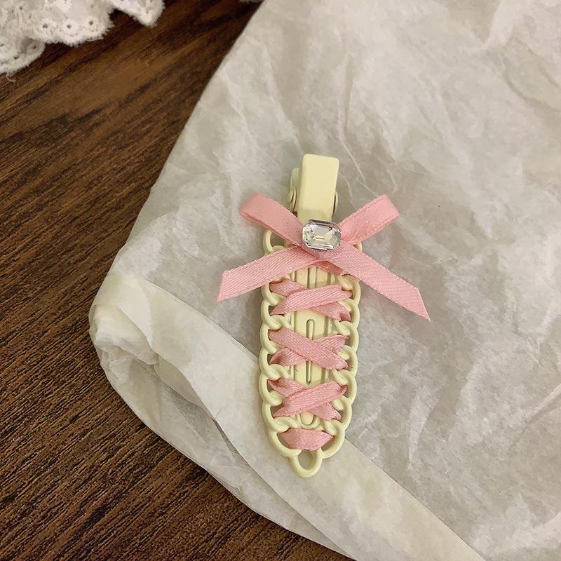 Quadratische Sommer-Schleifen-Haarspange, einfache und vielseitige Entenschnabelklemme, koreanische frische und süße Haarschmuck