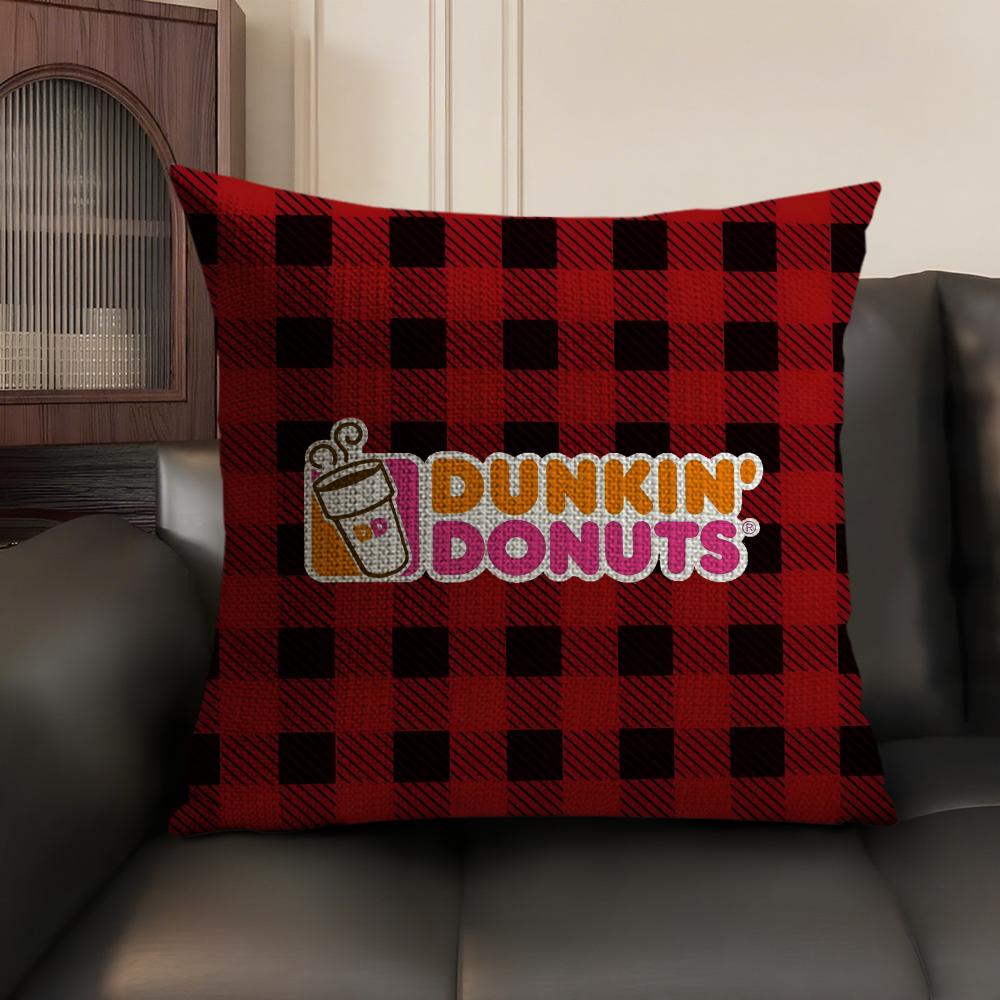 Food Dunkin' Donuts Cushion Cover Summer Breathable Linen Organic Fabric Double-Sided Printing Sofa Pillow Case Home Decor