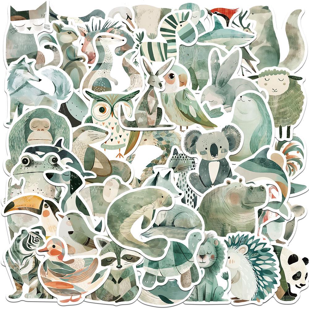 Sada samolepek divoké zvěře: Los, Alpaka, Panda & Lev