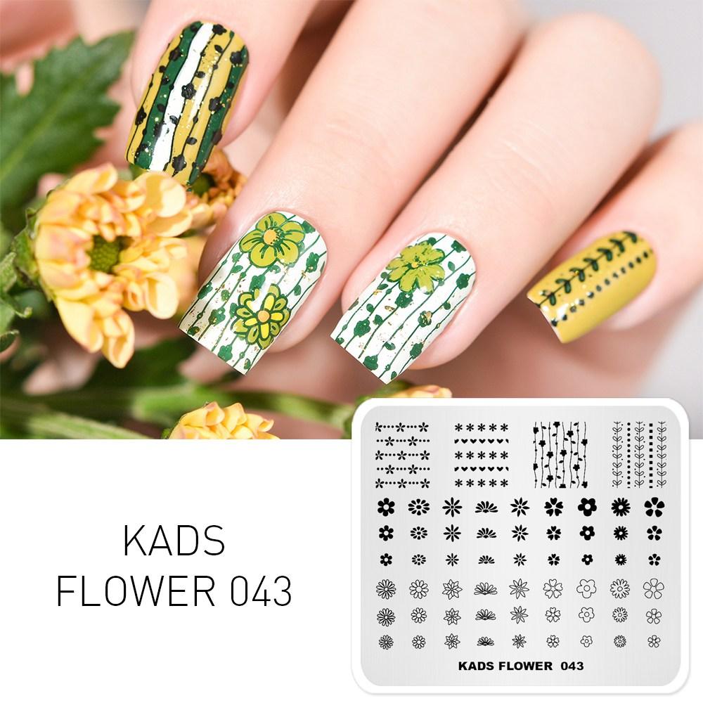 

KADS Flower 043 Цветочная тема, простой дизайн, штамп для дизайна ногтей, штамповочные пластины, инструменты для шаблонов, пластина для штамповки ногтей