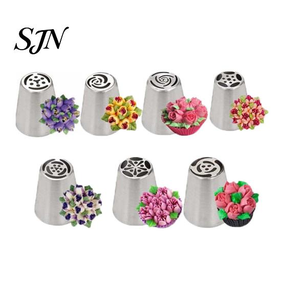 Bakery Supplies for Home Bakers 7PCS Russian Piping Tips Set, Stainless Steel Cake Decorating Cream Nozzles Baking Nozzles, Wedding