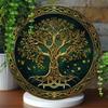Vintage Tree of Life Round Metal Wall Art 2D Aluminum Sign for Living Room Home Decor