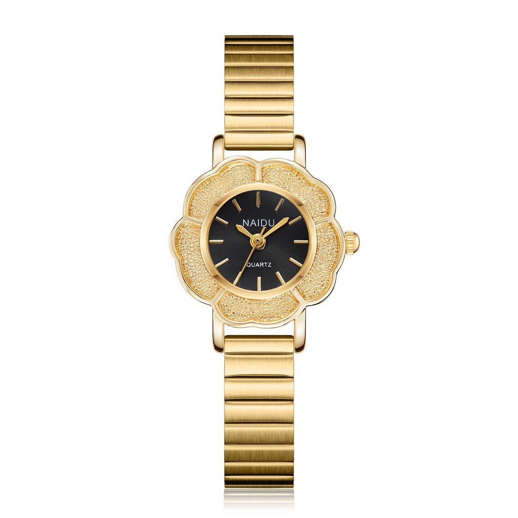 Vintage Fashion Diamond-Encrusted Medieval Temperament Dial, Small And Trendy Versatile Flower-Shaped Steel Belt Women'S Watch