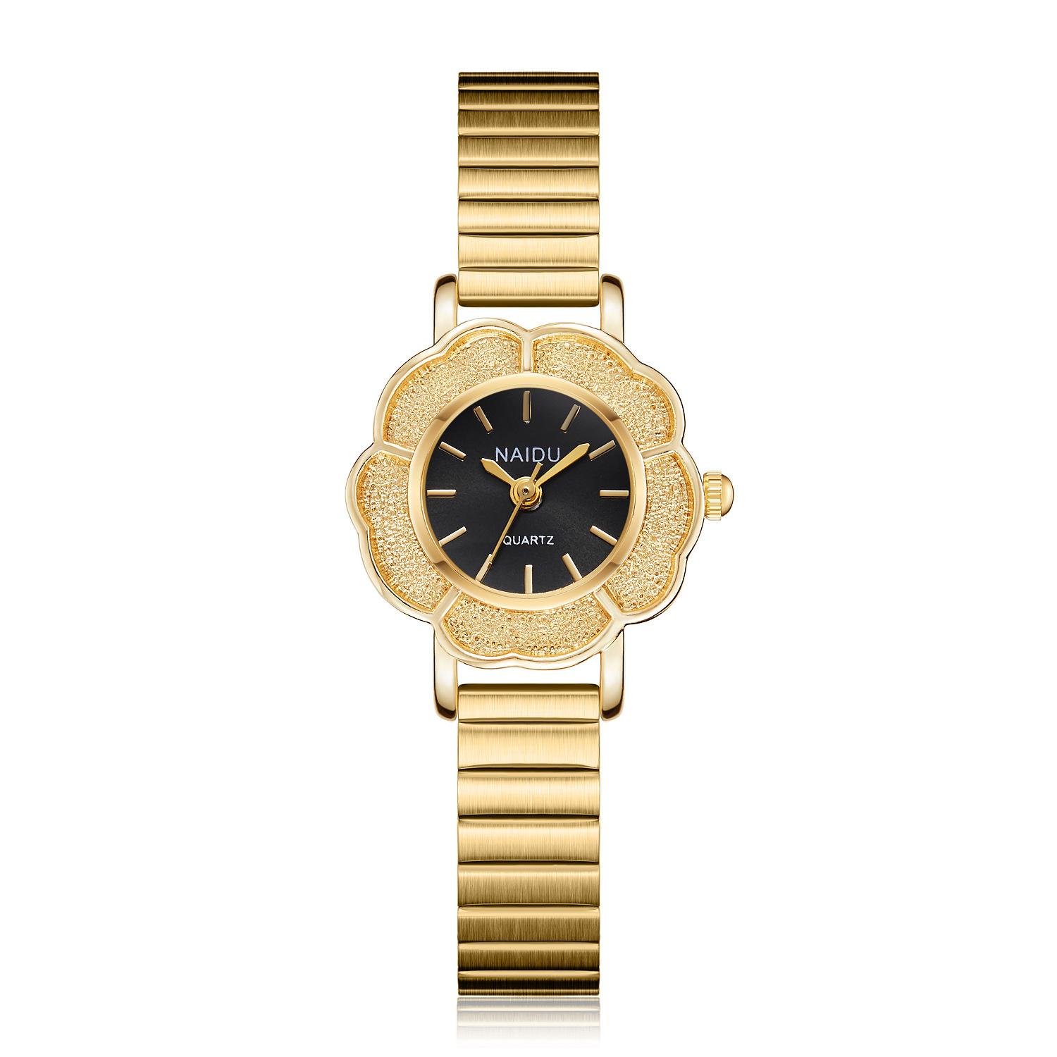 Vintage Fashion Diamond-Encrusted Medieval Temperament Dial, Small And Trendy Versatile Flower-Shaped Steel Belt Women S Watch
