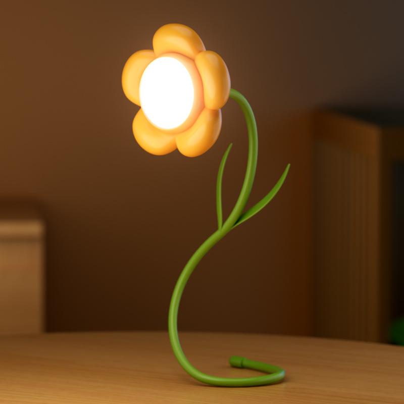 Dimmable Rose Flower Night Light New Bendable Rechargeable LED Desk Lamp with USB Charging Creative Bedroom Ambient Light Gift