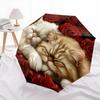 Rose and Persian Cat Pattern, Automatic Folding Umbrella, Portable and Foldable Design, 8 Ribs, a Christmas or Birthday Gift.