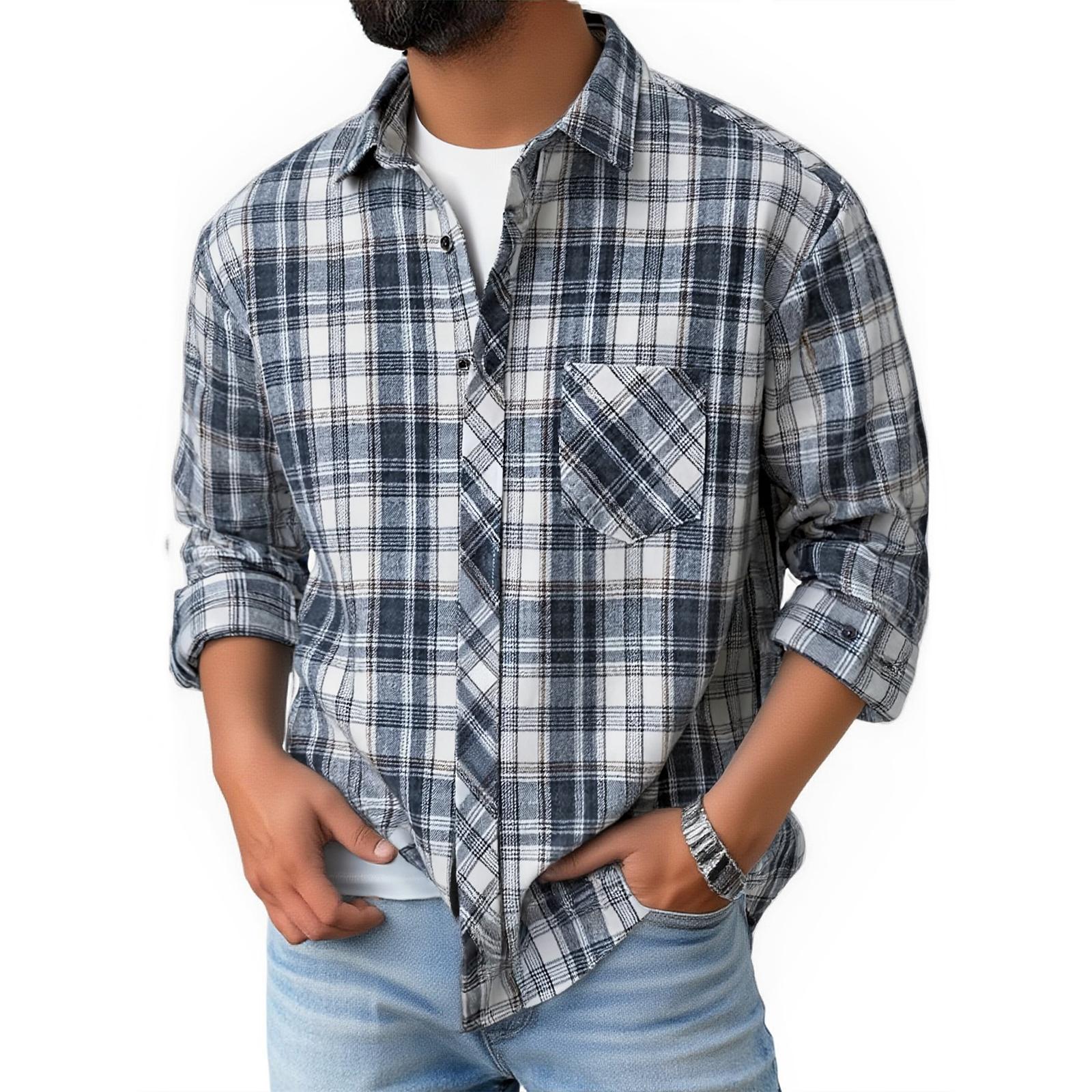 

Мужская Тренд Мода Досуг Универсальная Рубашка с отложным воротником и длинными рукавами XXL чёрный