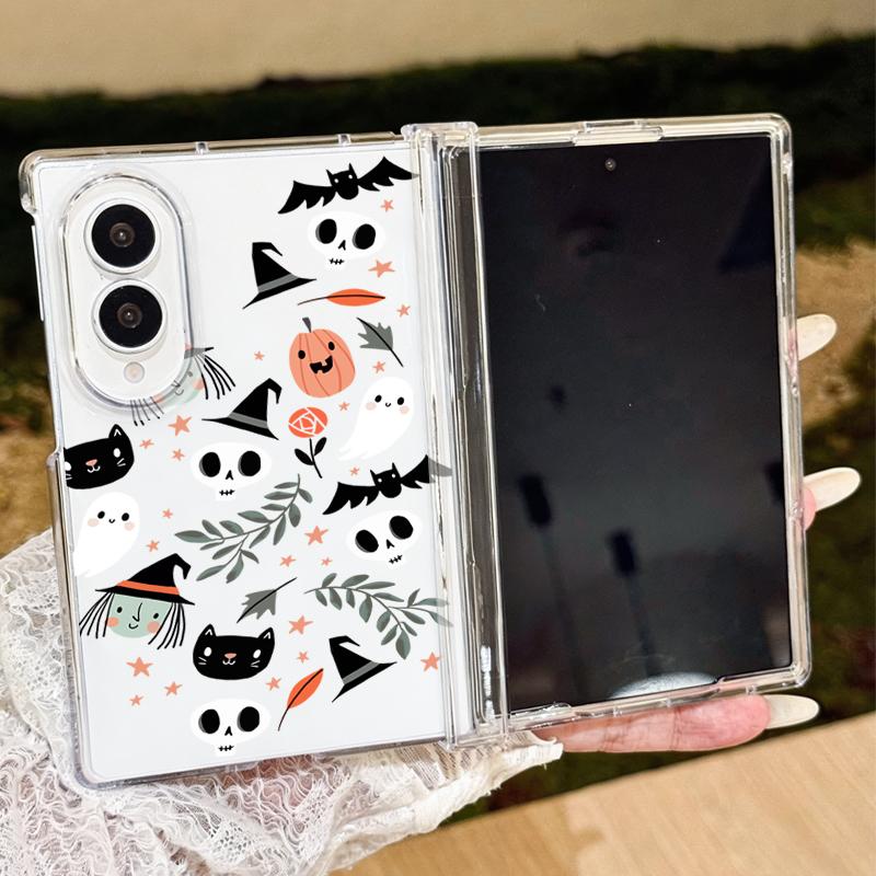 Halloween Ghost Pumpkin Case For Samsung Z Fold 8 Ultra 7 6 5 4 Clear PC Slim Hard Folding Phone Cover For Galaxy Z Fold8 Fold7 Fold6 Fold5