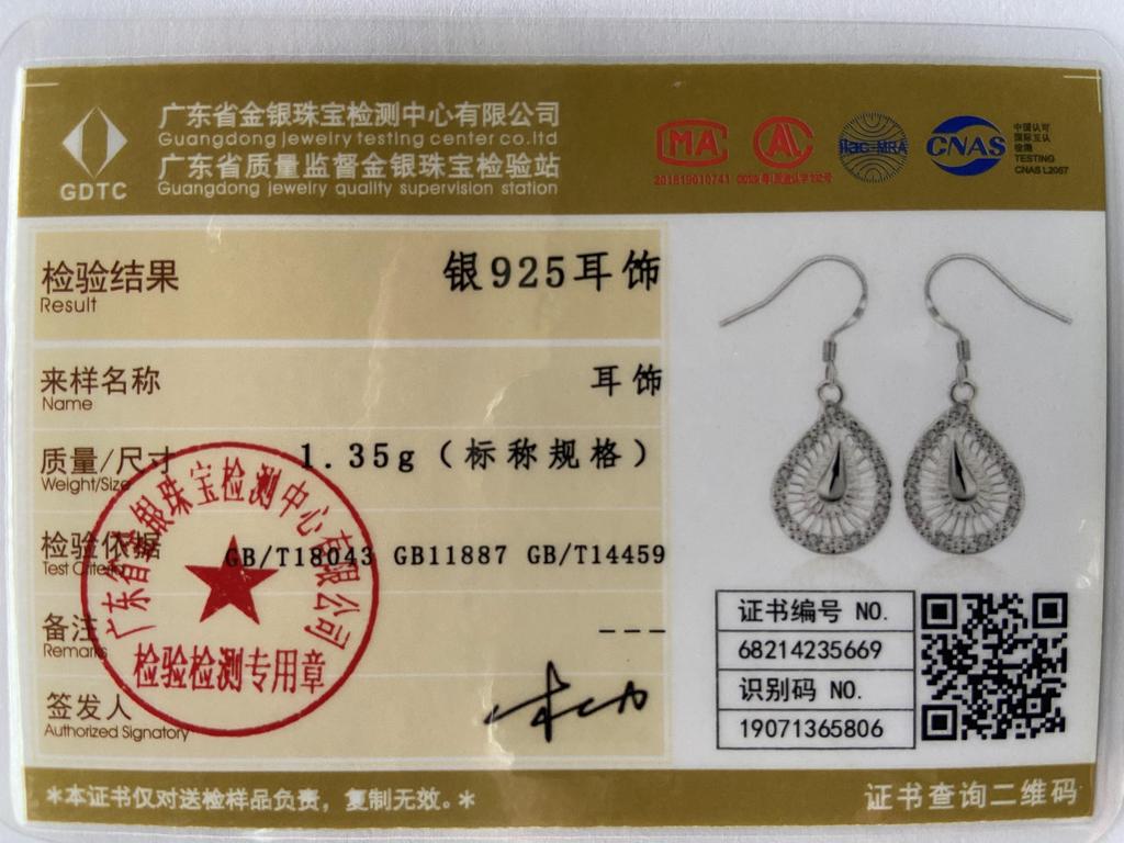 925 Sterling Silver Teardrop Earrings Wedding Jewelry