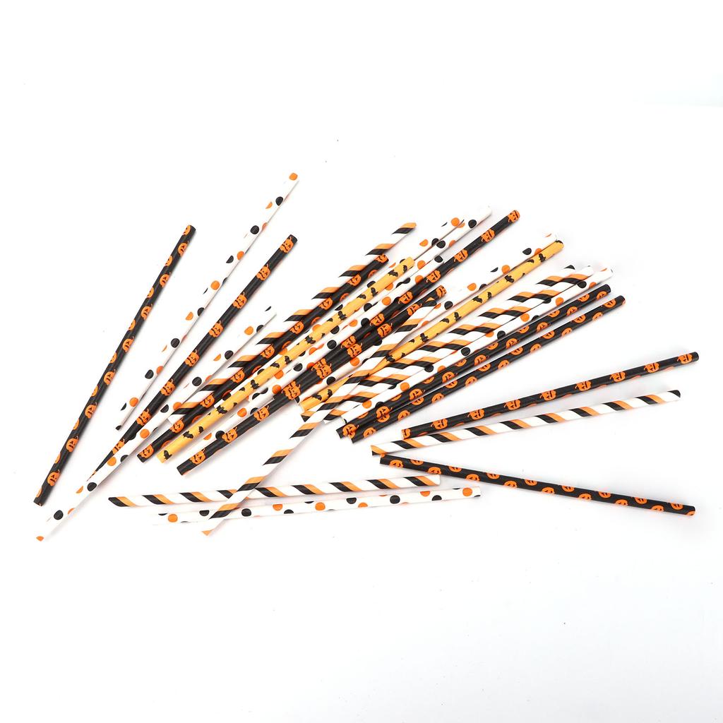 125pcs Halloween Paper Straws Cute Multi Pattern Paper Drinking Straws for Festival Decoration
