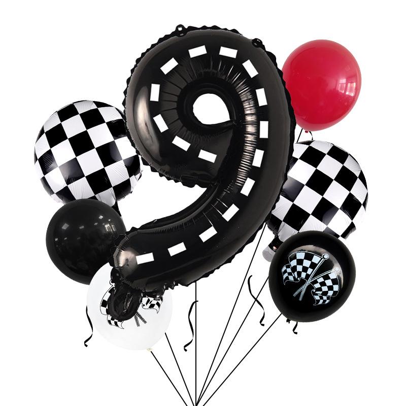 

Racing balloon bouquet printing latex aluminum film digital birthday set venue background arrangement 7Pcs racing digital set 9