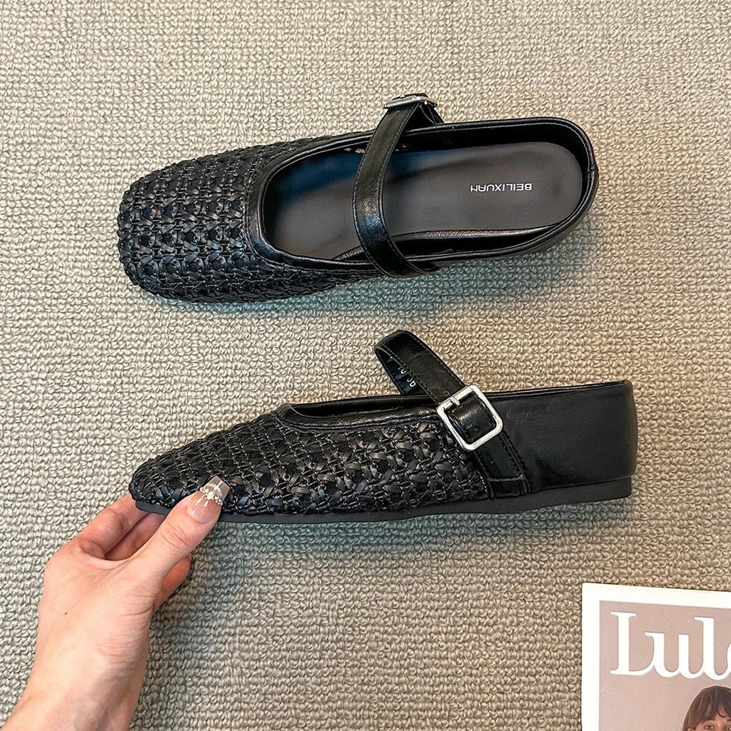 Piękne platformy na koturnie, buty z siatki rybackiej, zakryte palce, półkapcie damskie na lato 2025, nowe ażurowe buty, klapki Muller, fajne klapki