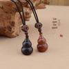 Openable Natural Sandalwood Gourd Necklace - Wooden Hollow Pendant with Ancient and National Style