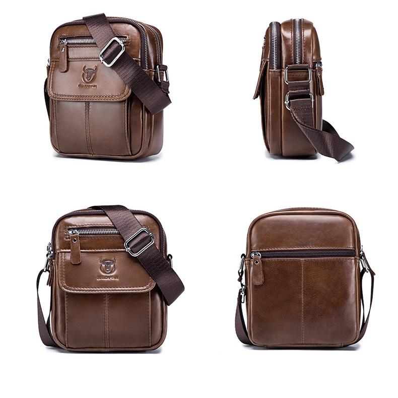 Men's Genuine Leather Messenger Shoulder Bag Vintage Cow Leather Male Casual Multifunction Small Crossbody Bag Fashion