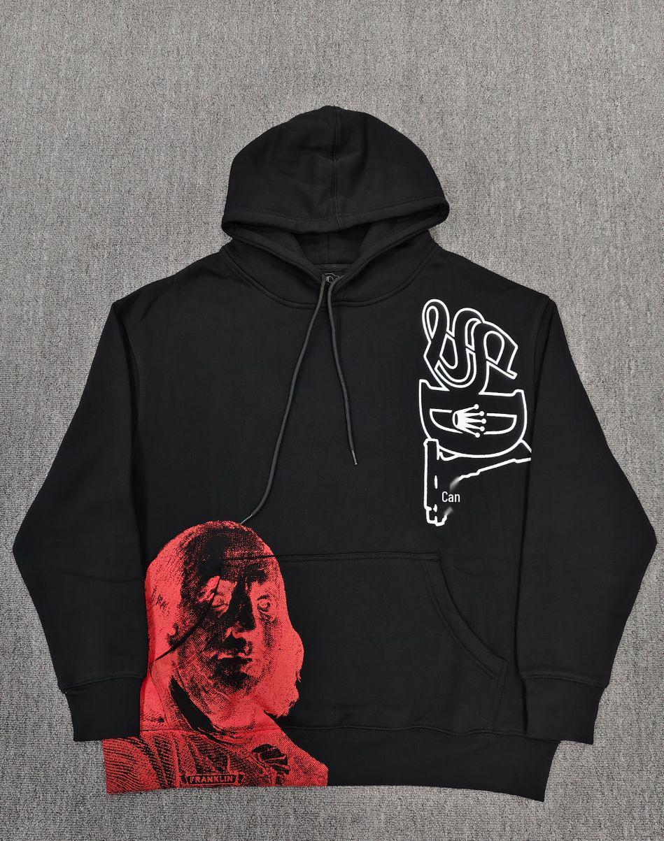

Retro European Character Letter Hoodie - Trendy Hip Hop Loose Fit, Plus Velvet Pullover Sweatshirt Extra Large