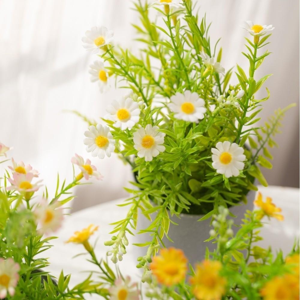 Flower Display Fake Wildflowers Artificial Flower Potted Plastic Lifelike Fake Greenery Artificial Daisy Bonsai Party Decoration