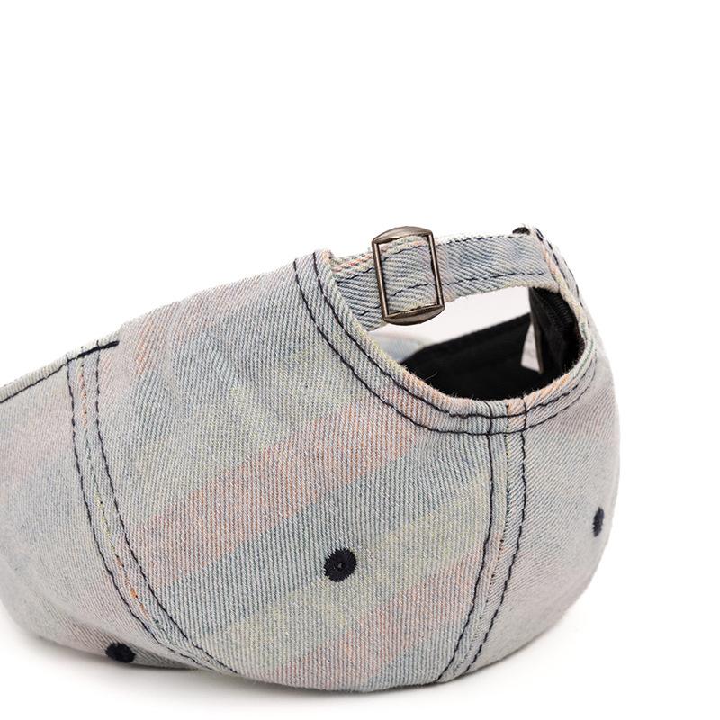 Șapcă de baseball din denim curcubeu cu găuri pentru bărbați și femei, de primăvară-toamnă, pălărie de soare