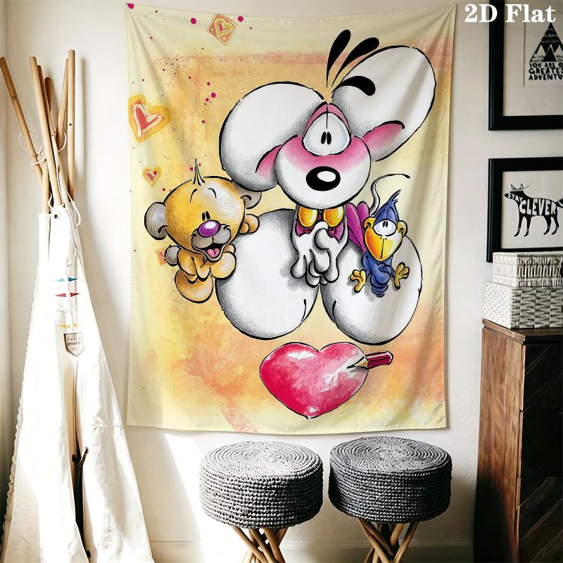 Diddl Wall Tapestry Aesthetic Wall Hanging Printed Fabric Blanket Decorative Tapestries for Bedroom Living Room Home Decor