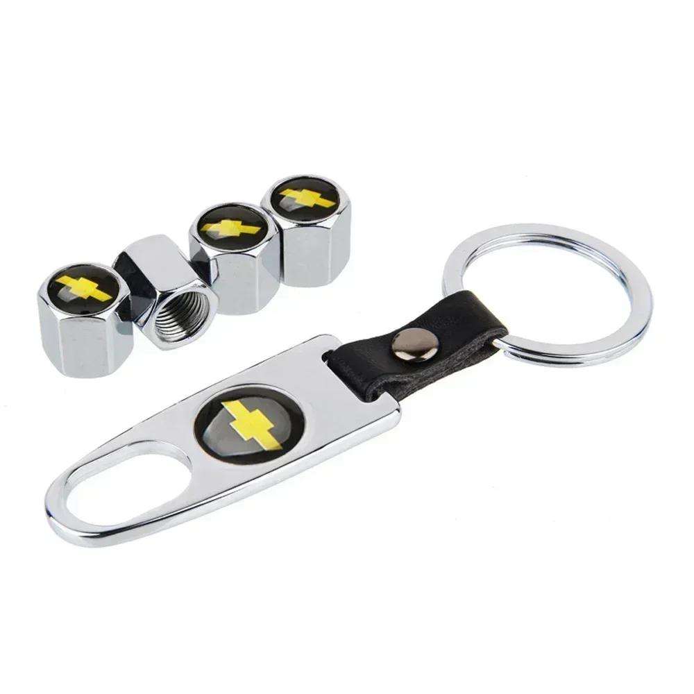 Car Wheel Tire Valve Cap with KeyChain for Chevrolet Cruze Silverado Captive Traverse Spark Equinox Camaro Malibu Sail Orlando